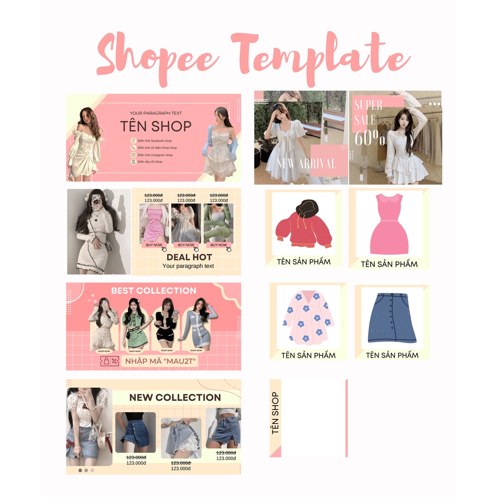 Template Shopee Template, instagram, facebook ngành thời trang