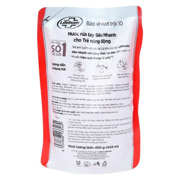 Sữa Rửa Tay Lifebuoy Diệt Khuẩn (túi 450G)