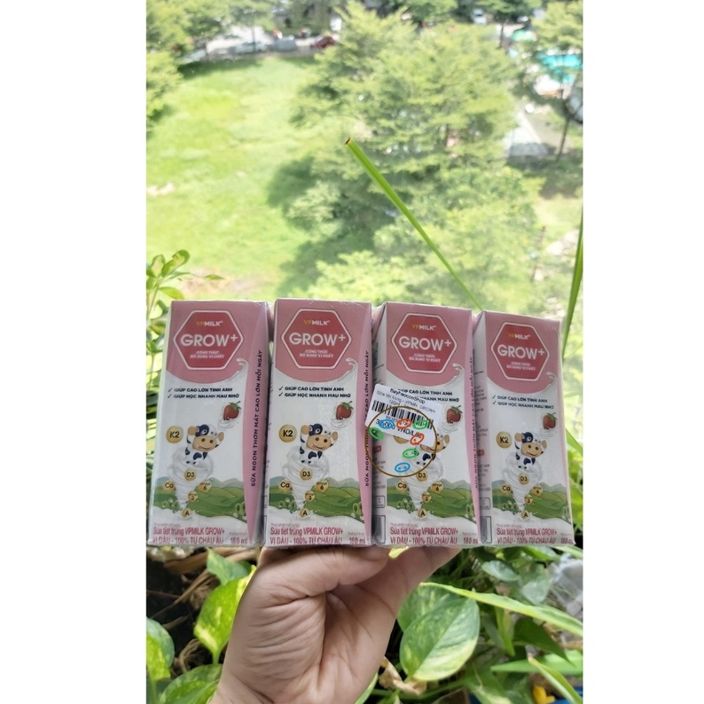 Sữa tiệt trùng VPMilk GROW+ 180ml Lốc 4 hộp