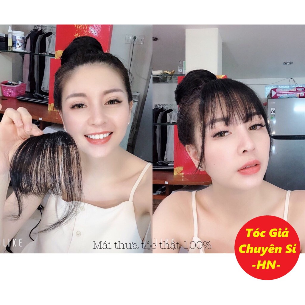 Tóc thật 100% mái thưa ❤ FREESHIP ❤ Tóc giả mái thưa móc tay từ sợi tóc thật siêu đẹp