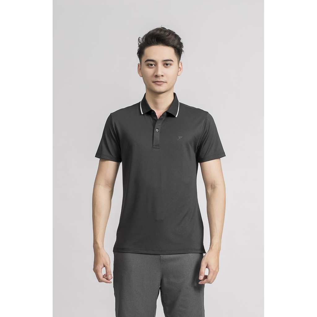 Áo Thun Nam Tay Ngắn Có Cổ Kwin KPS015S9 Màu Đen Dáng Slim Fit Chất Liệu Polyester