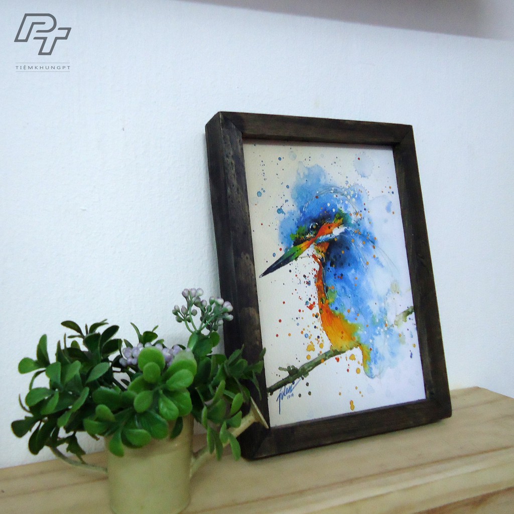 Khung hình gỗ vintage - Size A5 15x21 - Khung hình mặt kính để bàn treo tường màu nâu gỗ - Picture Frame - Tiệm Khung PT