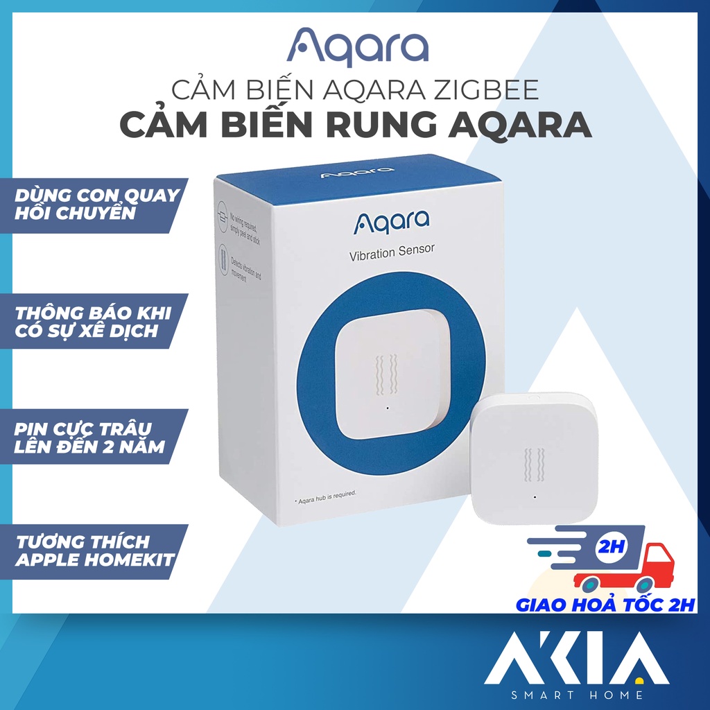 Cảm Biến Rung Aqara tích hợp Con quay hồi chuyển và nhận diện chuyển động, phát hiện rung động, cảnh báo lên điện thoại