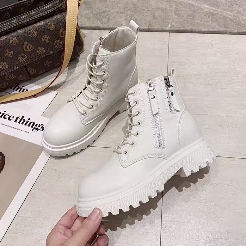(Sẵn hàng) Boots Martin nữ, bốt buộc dây nữ có hai khoá sườn | BigBuy360 - bigbuy360.vn
