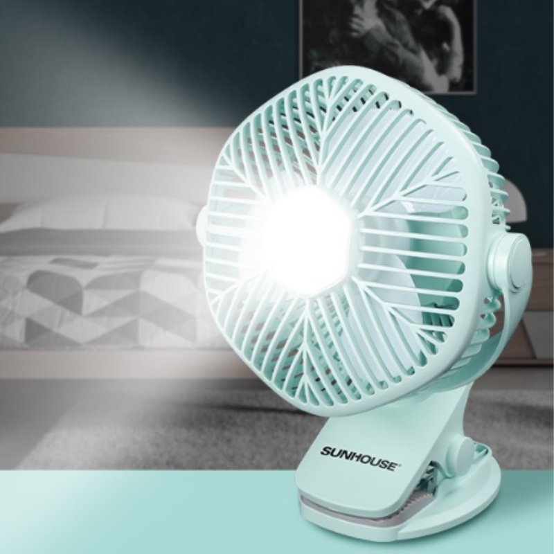 Quạt Tích Điện Mini Sunhouse SHD 7111 Quạt Sạc Đế Thiết Kế Dạng Kẹp Tiện Lợi Với 3 Tốc Độ Gió Tích Hợp Đèn Ngủ