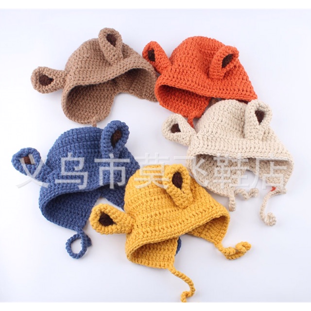 Mũ len dầy ấm áp dành cho bé mùa đông, mũ tai cún mã T06