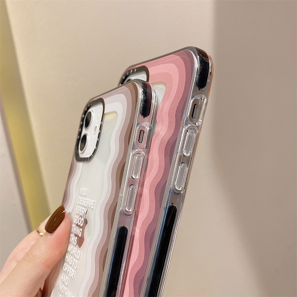 Ốp Điện Thoại Mềm Họa Tiết Lượn Sóng Màu Hồng Và Xám Cho iPhone 11 / 12 / 13 Promax 7 / 8 Plus / X / XR / Xs Max