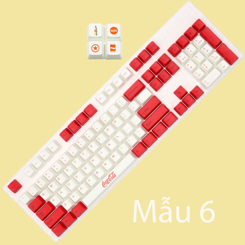 ☏Keycap PBT  chủ đề carbon, keycaps cocacola, phối màu, dày dặn