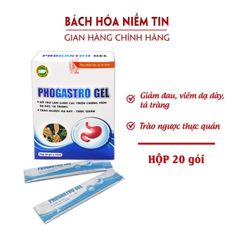 Gel giảm đau dạ dày, giảm trào ngược dạ dày, giảm viêm loét dạ dày, tá tràng Phogastro Gel - Hộp 20 gói x 6g