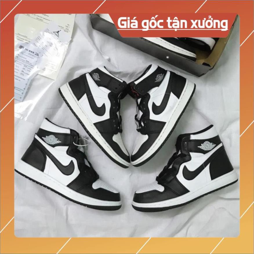 [FreeShip+ Hàng Xịn] Giày Jordan 1 panda đen trắng High, Giày JD1 Panda Cổ Cao Đen Trắng, Giày Da Bò Full Size