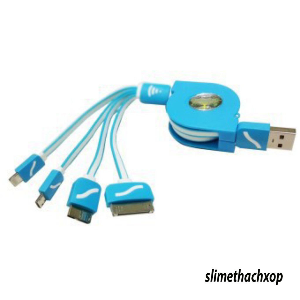 Cáp sạc dây rút đa năng 4 đầu
