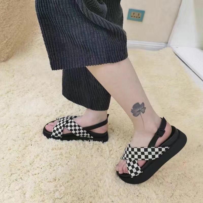 Dép sandal quai chéo đế dày new 2022