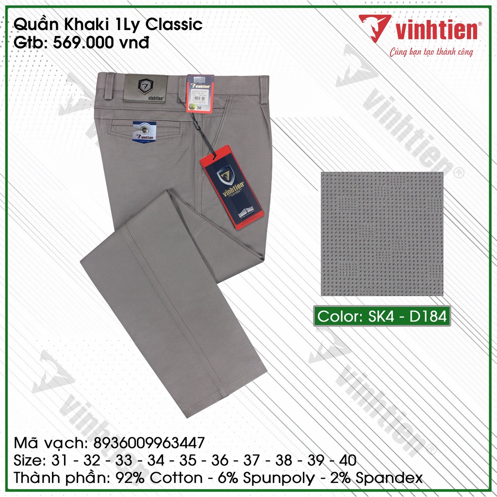 Quần Kaki Trung Niên 1ly Classic Cotton Vĩnh Tiến 569