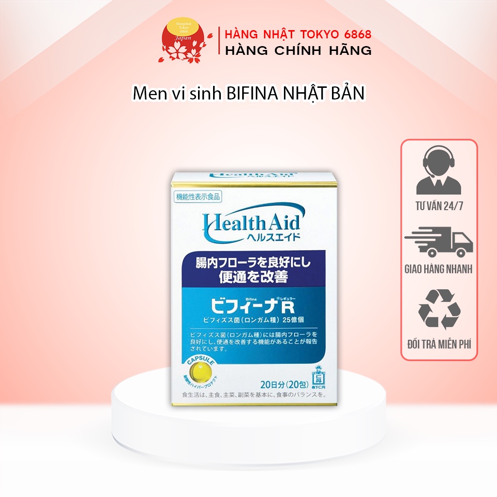 Men vi sinh BIFINA NHẬT BẢN, loại R hộp 20 gói hỗ trợ tiêu hóa cho trẻ em, người lớn, bà bầu, táo bón