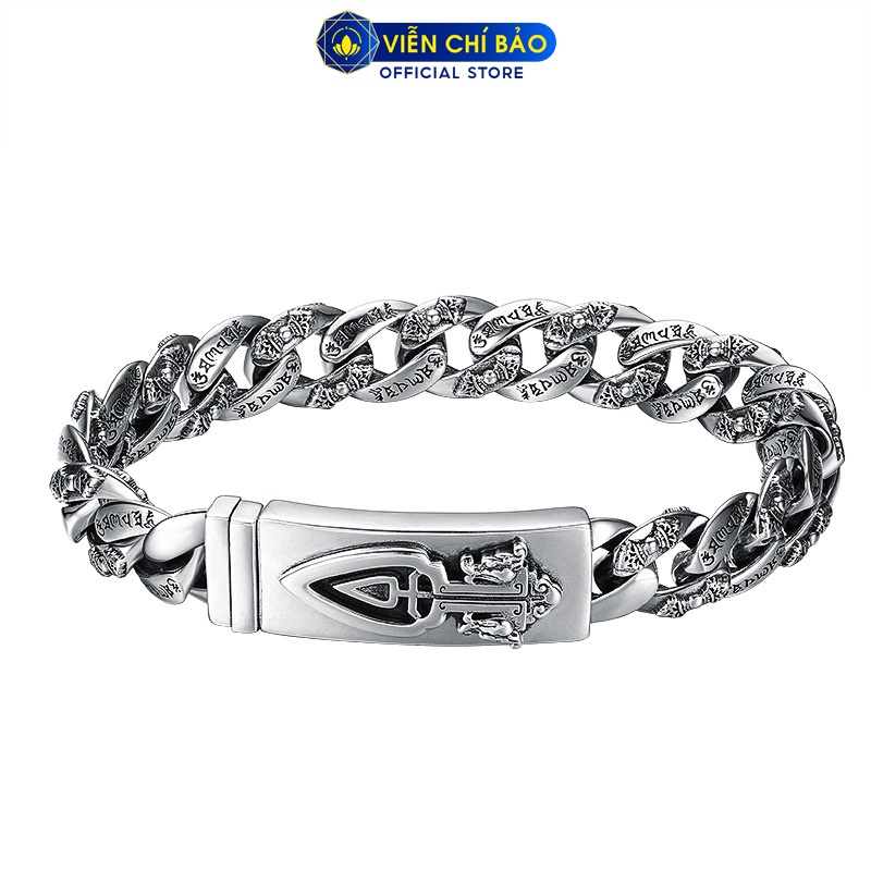 Lắc tay bạc nam Lục Tự Chùy Kim Cang chất liệu bạc 925 thời trang phụ kiện trang sức nam Viễn Chí Bảo L100183