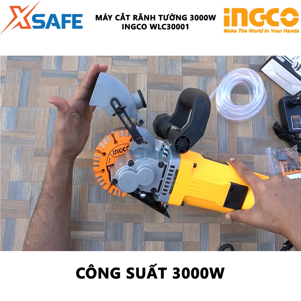 Máy cắt rãnh tường INGCO WLC30001 công suất 3000W, đường kính đĩa cắt 130mm, lỗ cốt M20, kèm 1 tay cầm nhựa, 5 đĩa cắt