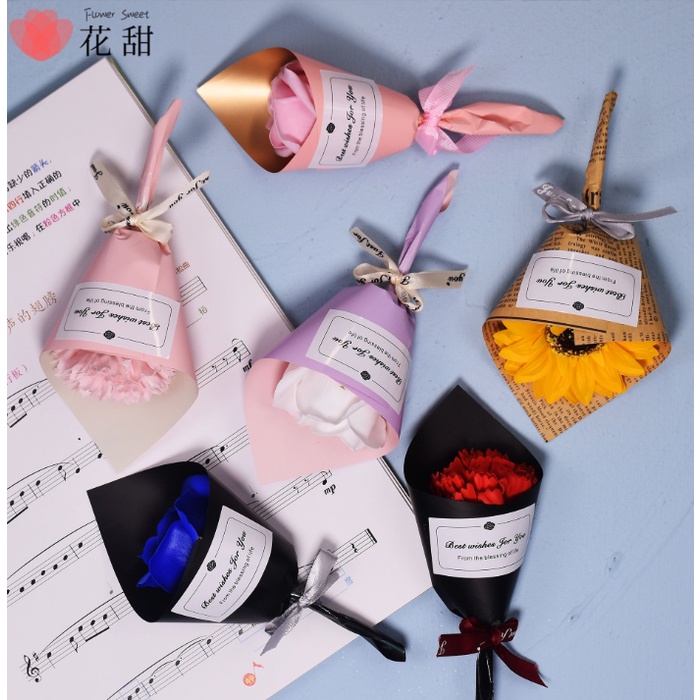 Bó hoa bằng xà phòng mini làm quà tặng valentine