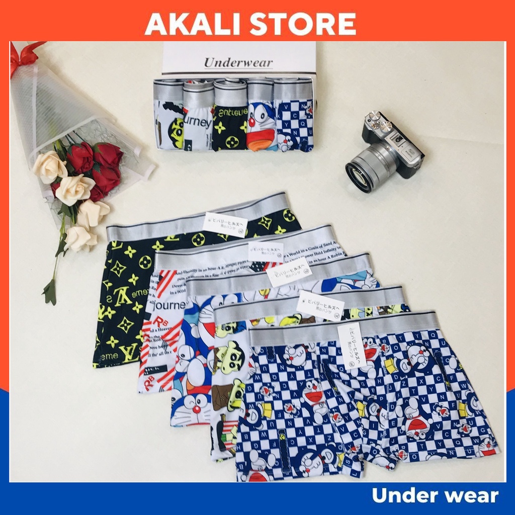 Quần Sịp đùi thun lụa in hình, Quần lót nam in hình Cotton kháng khuẩn, khử mùi cao cấp - AKALI