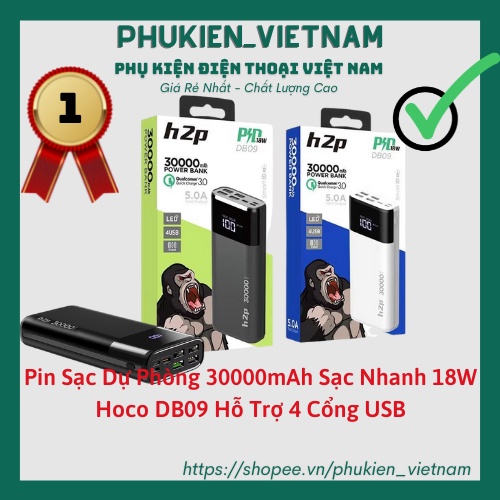 Pin Sạc Dự Phòng 30000mAh Sạc Nhanh 18W Hoco DB09 Hỗ Trợ 4 Cổng USB { BẢO HÀNH CHÍNH HÃNG}