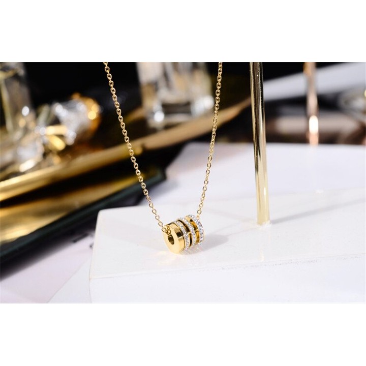 DÂY CHUYỀN TITAN ỐNG TRÒN ĐÍNH ĐÁ TN141 siêu đẹp, bền màu, chuẩn thời trang