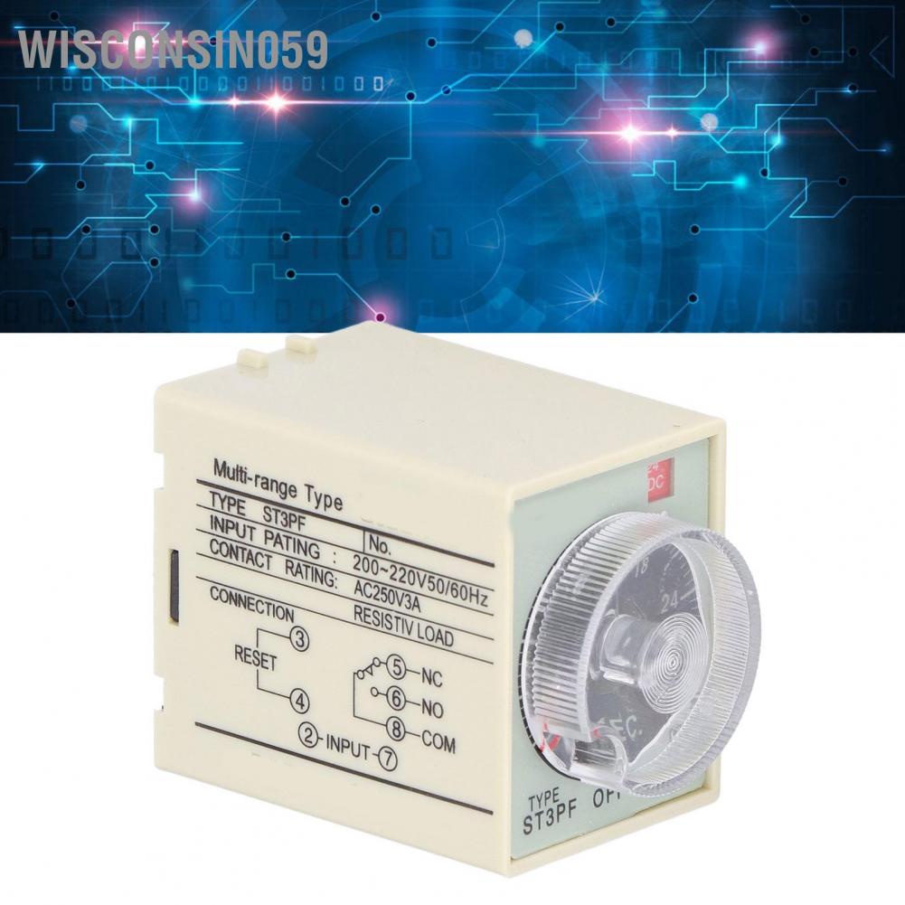 Wisconsin059 Rơ le thời gian 30S ST3PF Bộ hẹn giờ tắt nguồn 200 ~ 220V Đầu vào 24V Đầu ra để điều khiển tự động