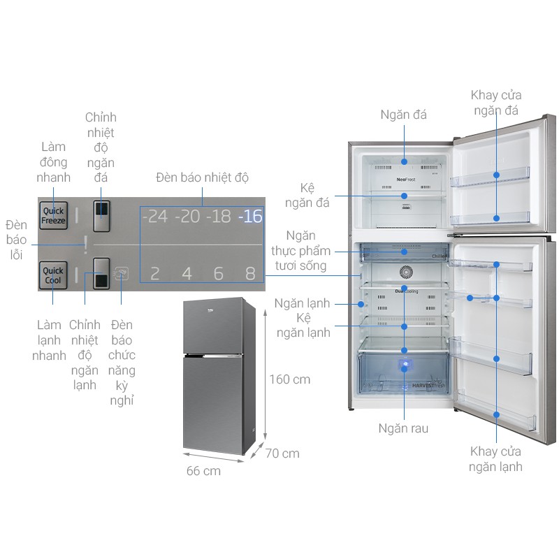 [RẺ VÔ ĐỊCH]  [ GIá Hủy Diệt ] Tủ lạnh Beko Inverter 340 lít RDNT371I50VS
