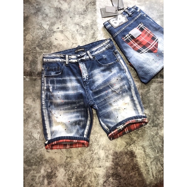 💥FREESHIP💥Quần jeans ngố DSQ2 rách gối Đính đinh túi[CHUẨN1:1]-Quần bò Cộc Lỡ DSQ thời trang cho Nam New