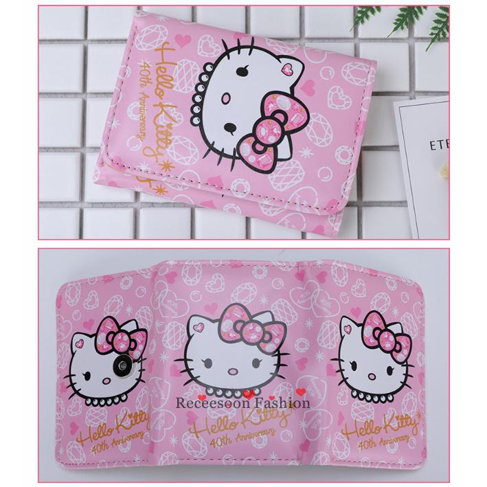 Ví dạng gấp lại in hình mèo Hello Kitty đáng yêu thời trang dành cho nữ