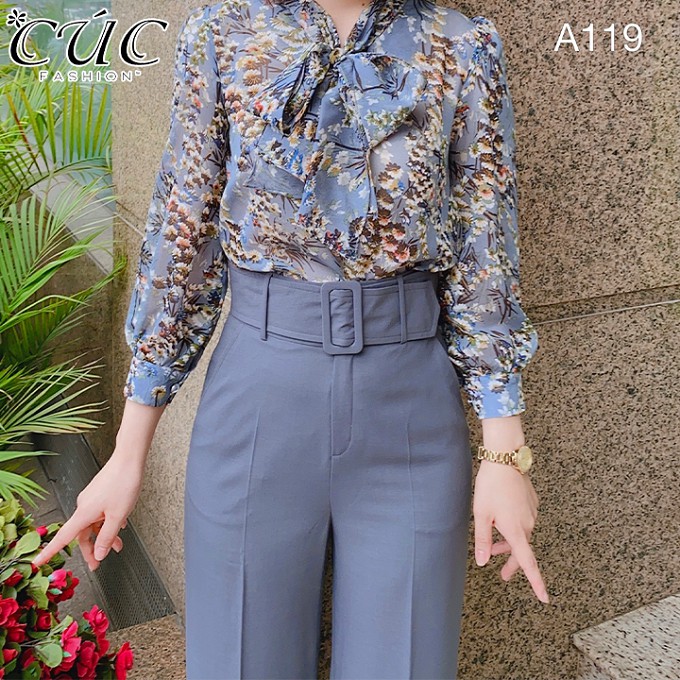 Quần baggy nữ công sở cao cấp Cúc Fashion Q309 quần bagy xuông đai vải