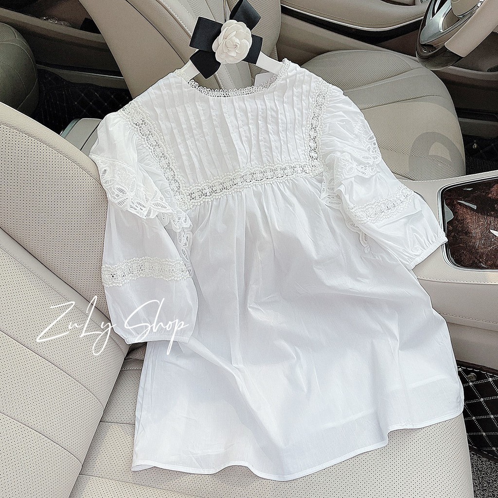 [KÈM QUÀ TẶNG] Sơ mi trắng nữ cổ ren cực xinh Zulyshop