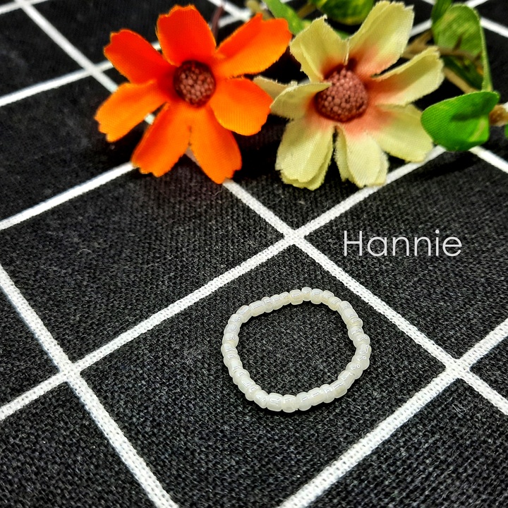 (Đỏ/Trắng/Hồng/Xanh lá/Xanh biển/Xanh tím/Peacock) Nhẫn hạt cườm handmade dành cho nữ đơn giản