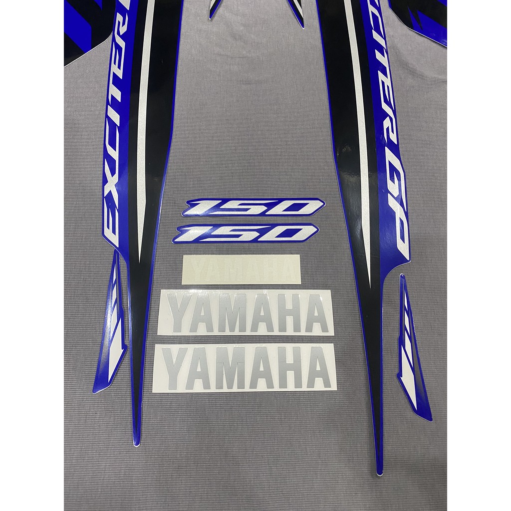 Nguyên bộ tem rời 3 lớp zin thái dán xe máy Yamaha Exciter 150 GP 2018 2019 màu xanh đen
