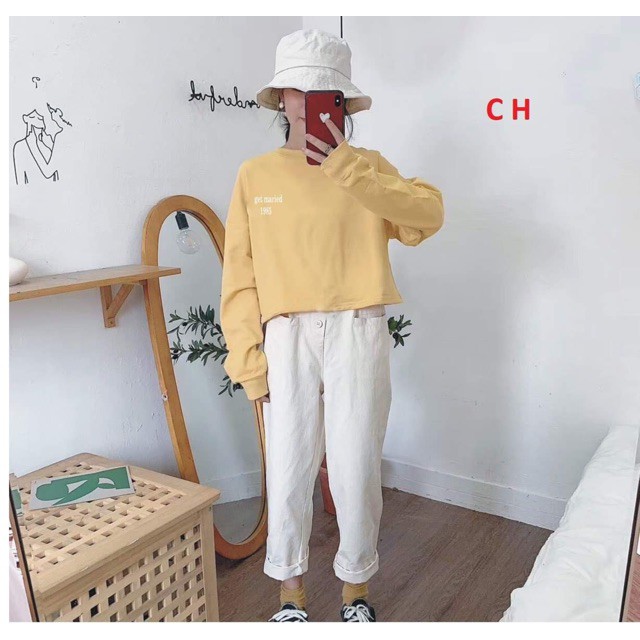 [FREESHIP ĐƠN TỪ 50K] Áo croptop Get Maried dài tay COH1019