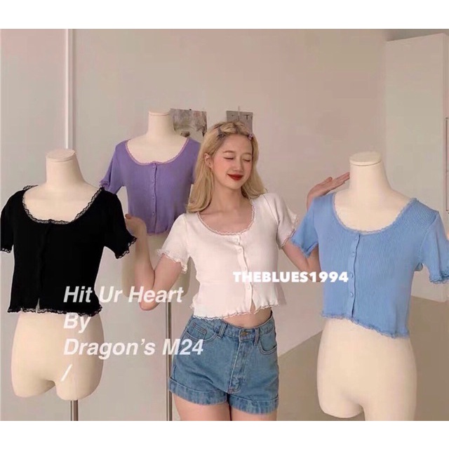 ÁO THUN PHỐI REN ĐÍNH NÚT XINH SANG LẮM LUÔN 🦐🦐 [Hàng Siêu Cấp] | BigBuy360 - bigbuy360.vn