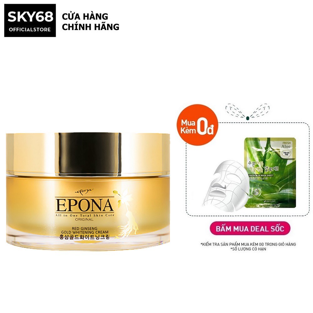 Kem dưỡng trắng mờ thâm nám xóa mờ nếp nhăn chiết xuất hồng sâm ngàn năm Epona Original Red Ginseng Gold Whitening 50ml