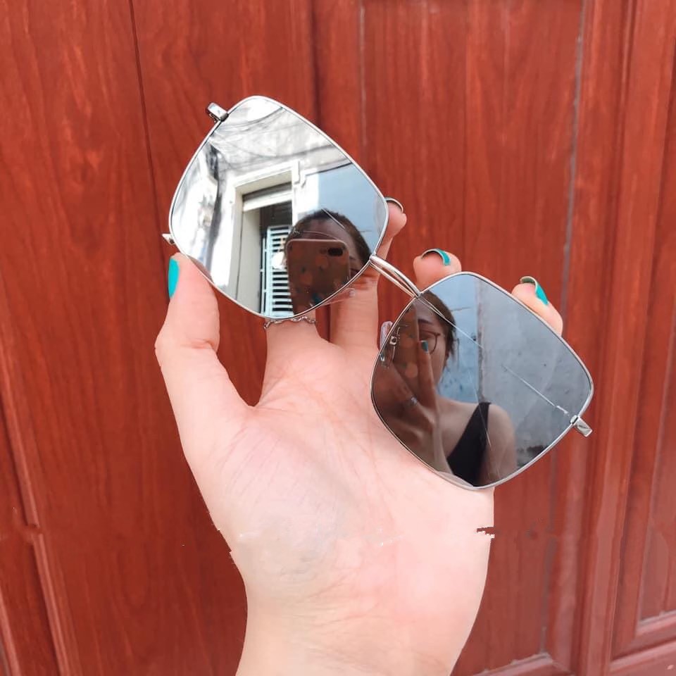 Freeship Kính mát nam nữ kính thời trang form vuông thiết kế tráng gương sang chảnh