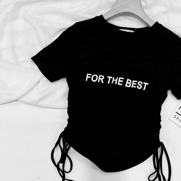 Áo thun rút dây khoét ngực for the best, Áo kiểu hở ngực dáng ôm AT 49 - phamtrangredep shop