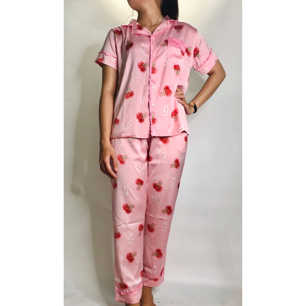 Đồ bộ pijama tay ngắn quần dài lụa Latin cao cấp dễ thương, vải đẹp, mặc mát (Free size dưới 60kg hàng thiết kế)