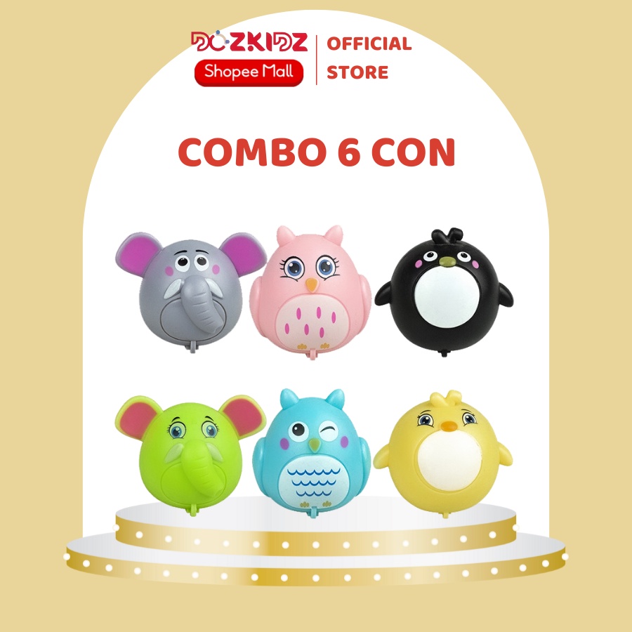 Đồ chơi trẻ em, combo 6 con vật chạy đà mini size cho bé từ 6 tháng tuổi trở lên - DOZKIDZ