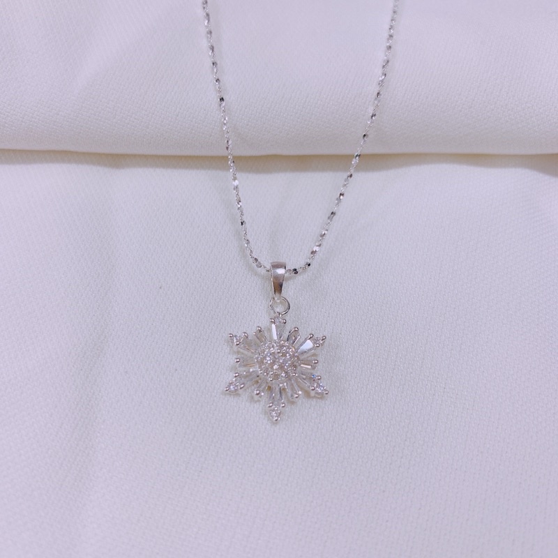 Dây chuyền nữ bạc thật mặt hoa tuyết gắn đá sang chảnh LINH MIU SILVER