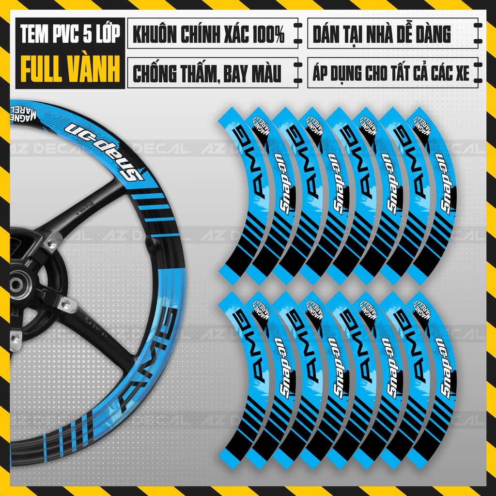 Tem Vành Xe Máy Thiết Kế AMG Snap On | FullV24 | Team Decal Dán Bánh Xe Exciter AB AirBlade Winner Sirius Raider ...