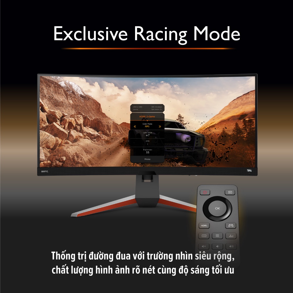 Màn hình cong gaming BenQ MOBIUZ EX3415R 34&quot; QHD IPS 144Hz 1ms MRPT HDRi  phù hợp PS5 Xbox bảo vệ mắt