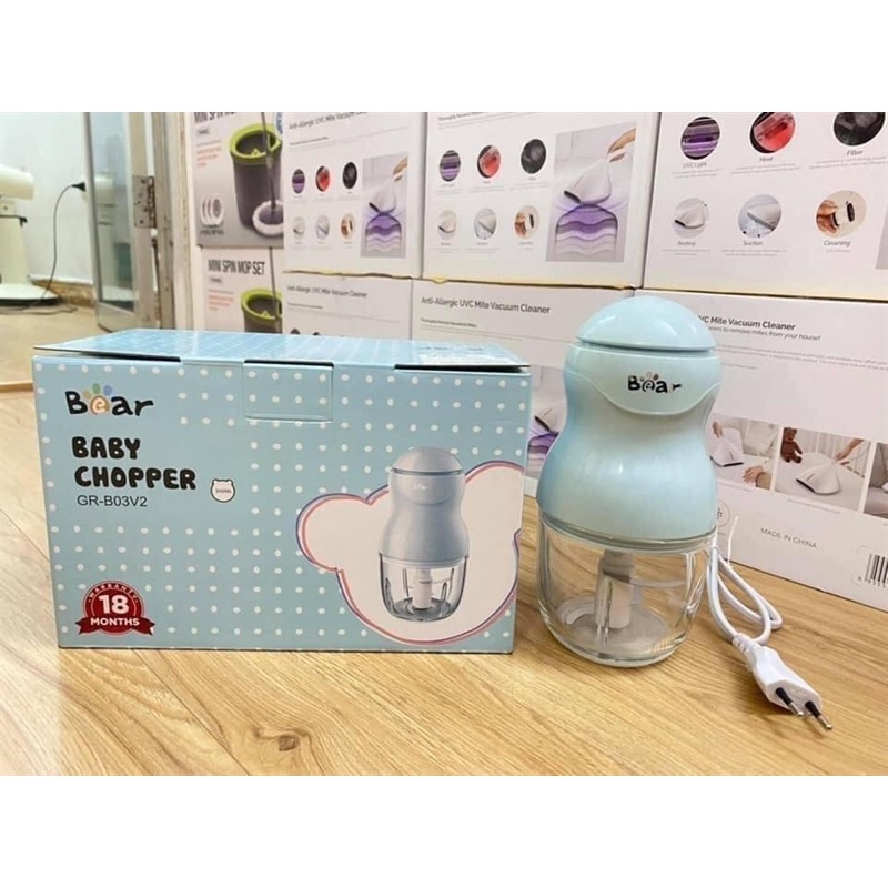 Máy Xay Bear GR-B03V2 Dung Tích 0,3l Ăn Dặm Cho Bé Xay Thịt, Xay Tỏi, Xay Thực Phẩm - Bản Quốc Tế Bảo Hành 18 Tháng