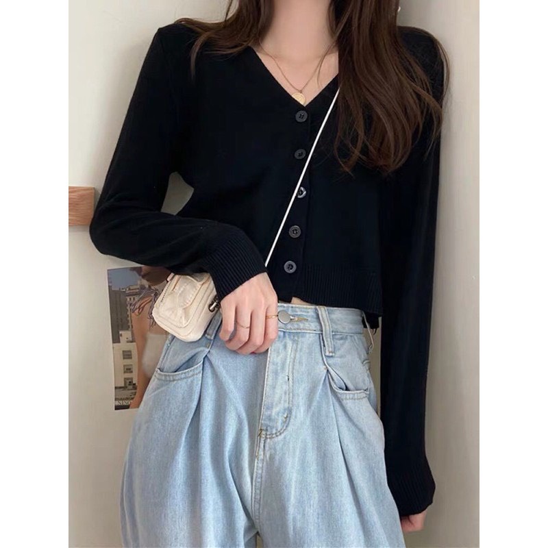 Áo cadigan len mỏng 5 khuy giữa, Áo Khoác len dài tay khuy nhựa AL1361 - Thoyeufashion