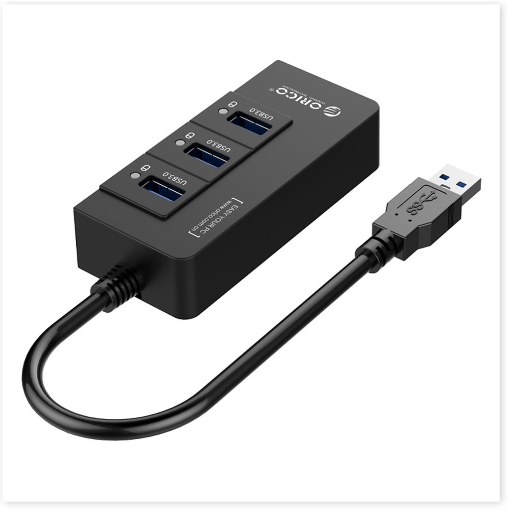 Bộ chia USB HUB 3 cổng USB 3.0 tích hợp cổng Lan Gigabit Orico HR01-U3 - Hàng Chính Hãng