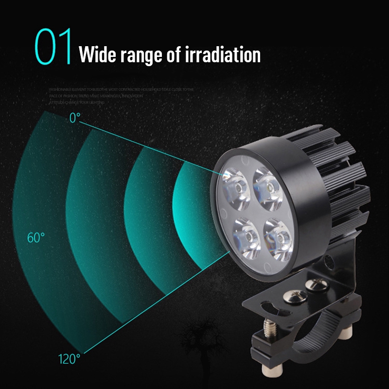 Đèn LED 4 bóng công suất cao dùng trợ sáng chạy pin cho xe hơi xe moto