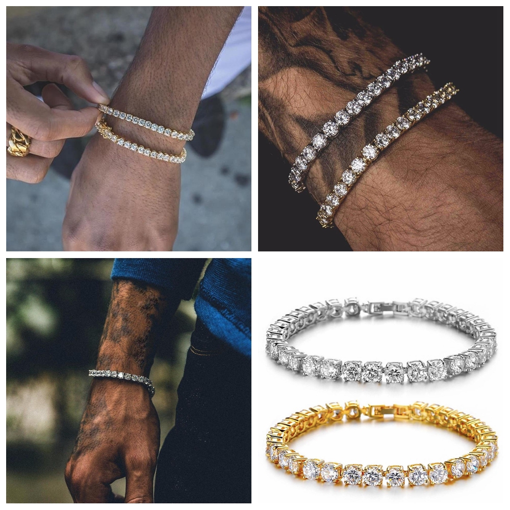 Vòng đeo tay đính đá kim cương lấp lánh sang trọng dành cho nam nữ