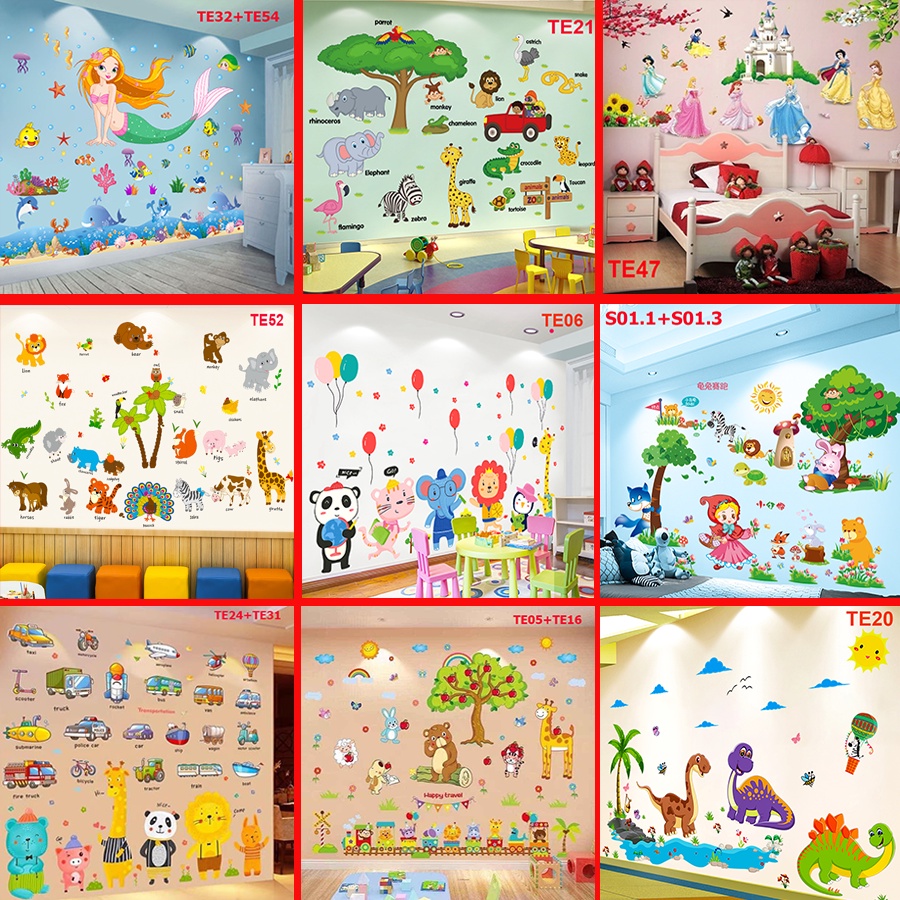 Tranh Decal Các Con Vật Ngộ Nghĩnh Dán Tường Cho Bé