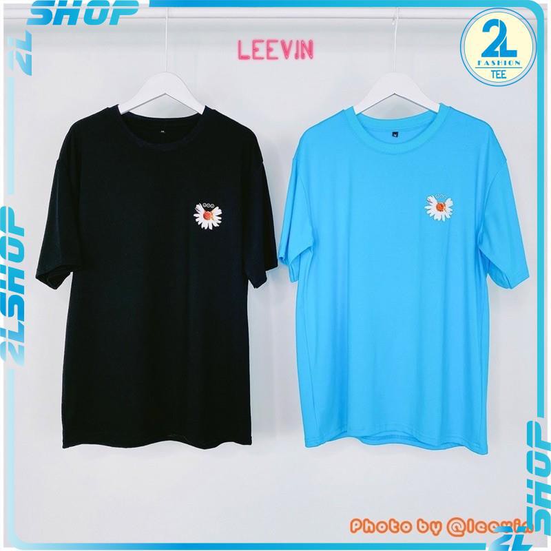 Áo thun unisex hoa cúc mặt trăng , hình in nổi siêu đẹp  - áo phông nam nữ form thụng tay lỡ chất cotton tàu mịn