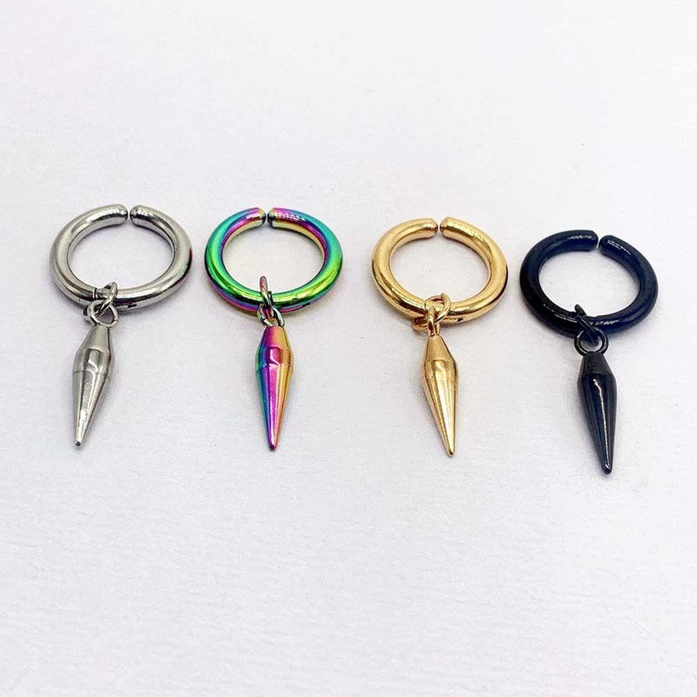 Bông Tai Tròn Bằng Thép Không Gỉ Phong Cách Hip Hop Cổ Điển Cho Nữ